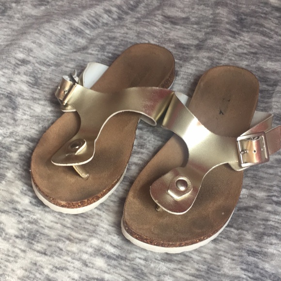 Goddess Slide Sandals with Metallic Gold Strap - Picture 2 of 2